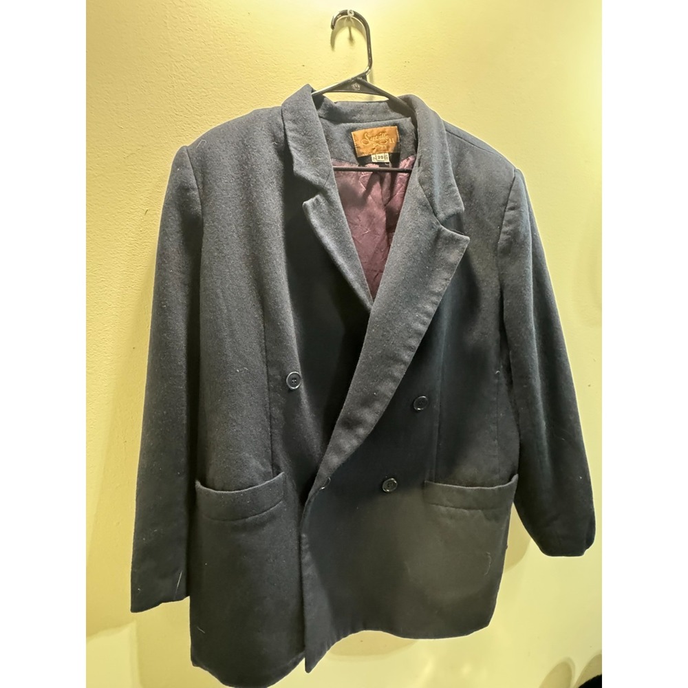 SAVILLE II - NAVY BLUE - JACKET - PADDED SHOULDERS - SIZE 20